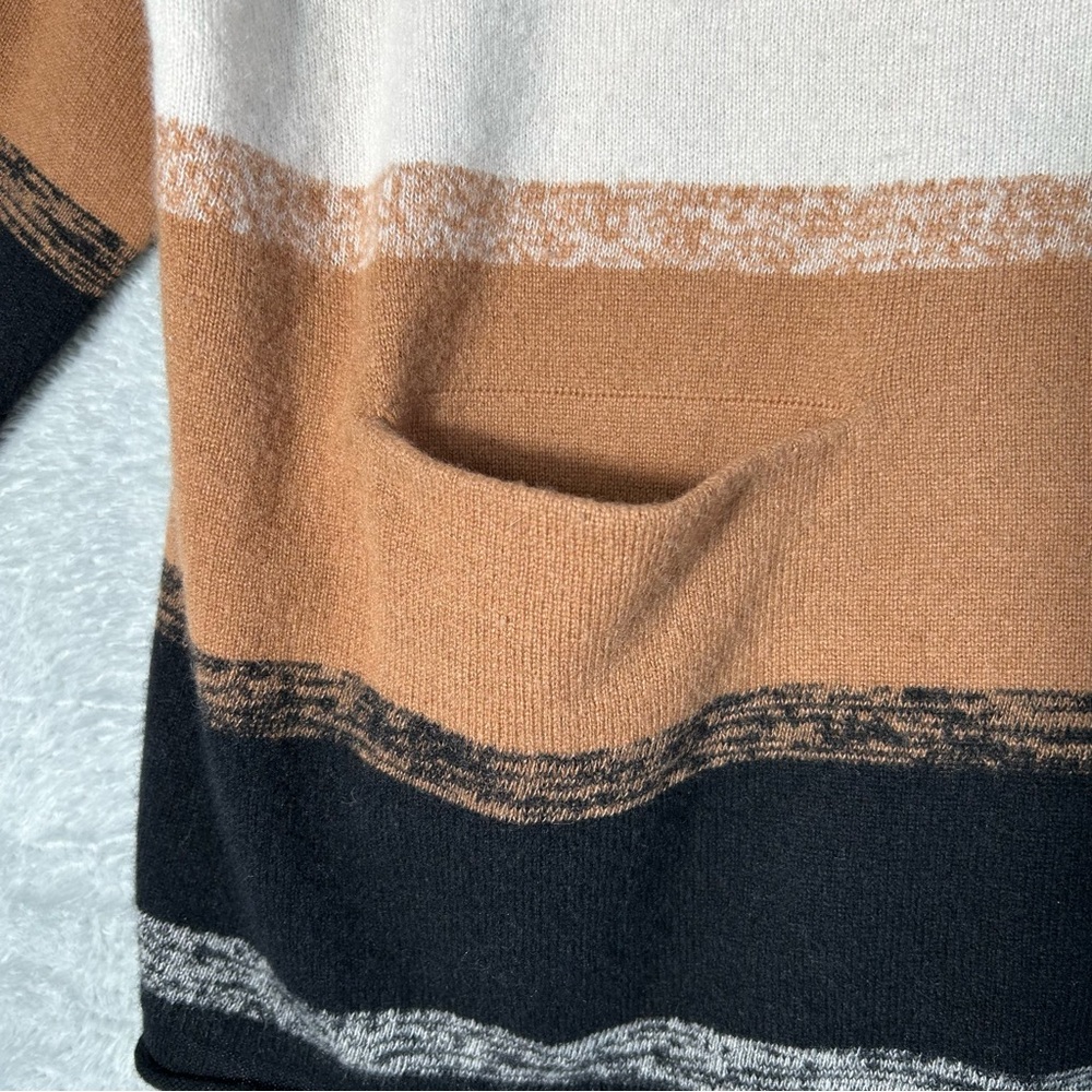 Garnet Hill Easy Cashmere Pocket Sweater Womens Large Striped Cozy Luxury Boxy - Picture 12 of 12